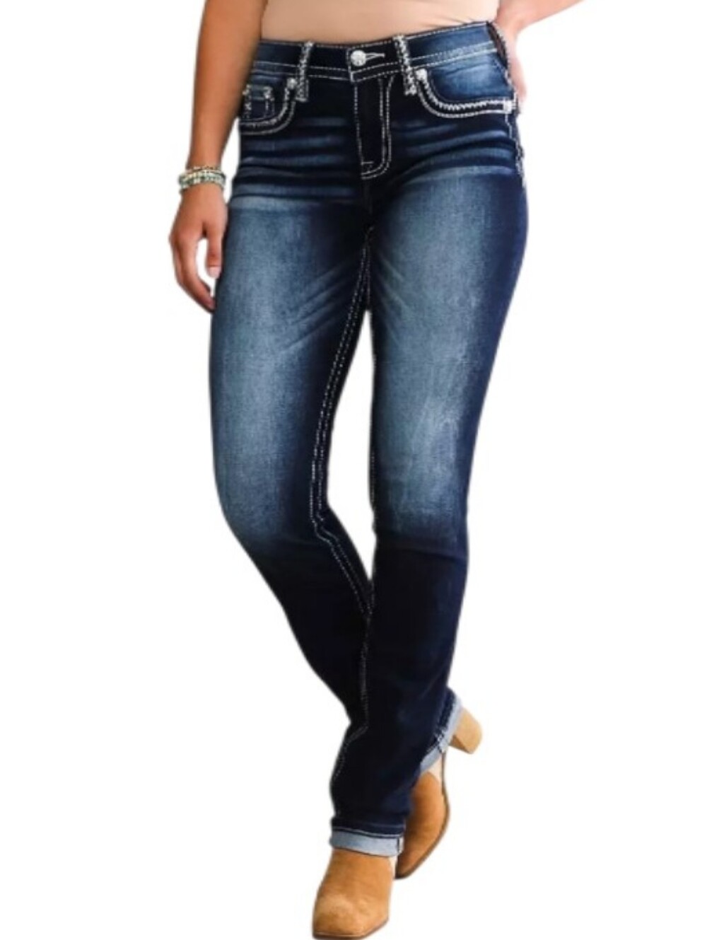 Miss Me Curvy Straight Mid-Rise Dark Indigo Jeans
